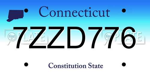 7ZZD776 Connecticut License Plate