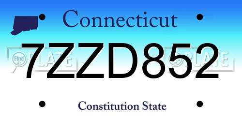 7ZZD852 Connecticut License Plate