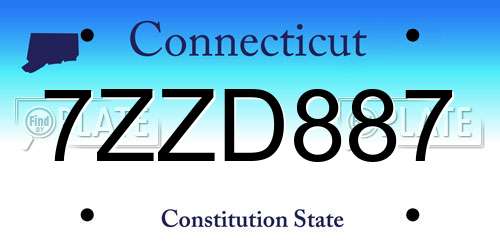 7ZZD887 Connecticut License Plate