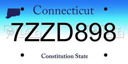 7ZZD898 Connecticut License Plate