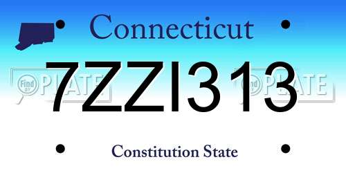 7ZZI313 Connecticut License Plate
