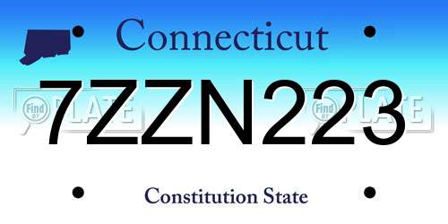 7ZZN223 Connecticut License Plate