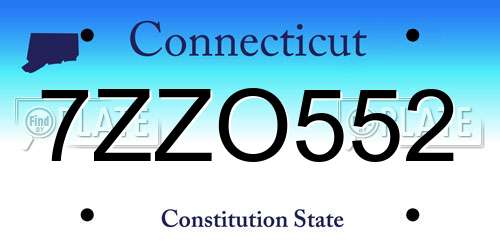 7ZZO552 Connecticut License Plate