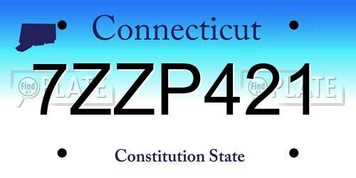 7ZZP421 Connecticut License Plate