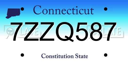 7ZZQ587 Connecticut License Plate