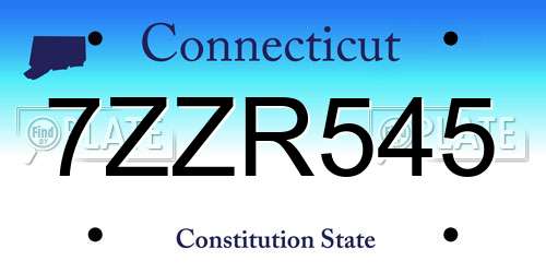 7ZZR545 Connecticut License Plate