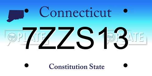 7ZZS13 Connecticut License Plate