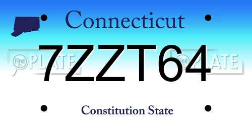 7ZZT64 Connecticut License Plate