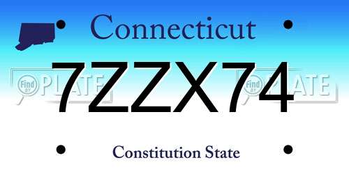 7ZZX74 Connecticut License Plate