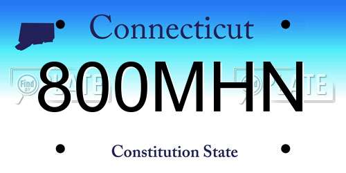 800MHN Connecticut License Plate
