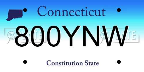 800YNW Connecticut License Plate