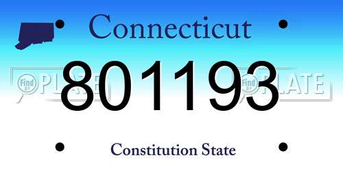 801193 Connecticut License Plate