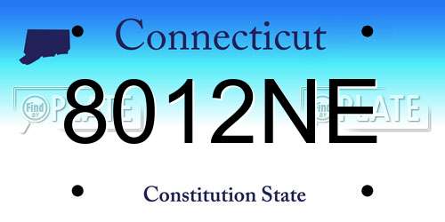 8012NE Connecticut License Plate