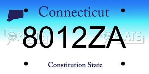8012ZA Connecticut License Plate