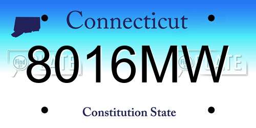 8016MW Connecticut License Plate