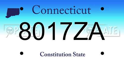 8017ZA Connecticut License Plate