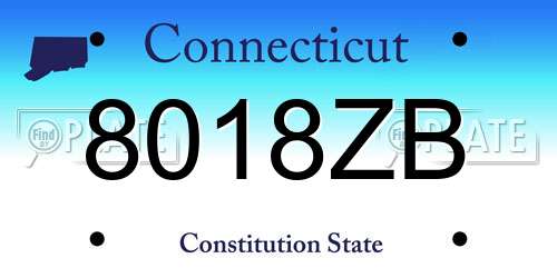 8018ZB Connecticut License Plate