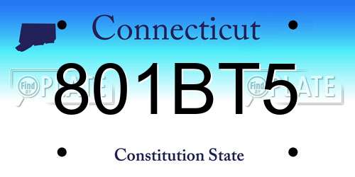 801BT5 Connecticut License Plate