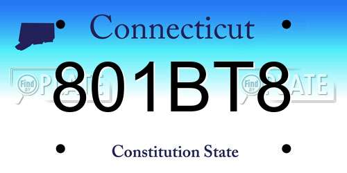 801BT8 Connecticut License Plate