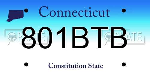 801BTB Connecticut License Plate