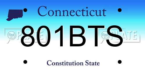 801BTS Connecticut License Plate