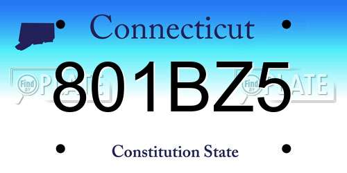 801BZ5 Connecticut License Plate