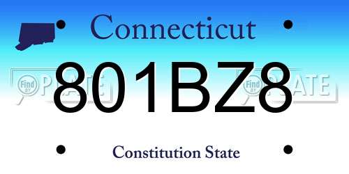 801BZ8 Connecticut License Plate