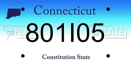 801I05 Connecticut License Plate