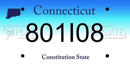 801I08 Connecticut License Plate