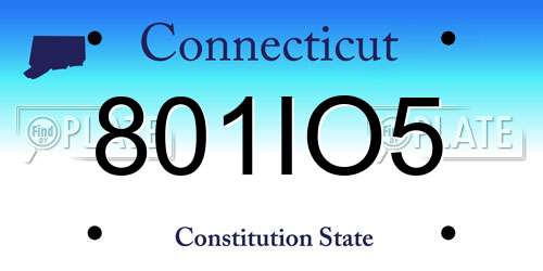 801IO5 Connecticut License Plate