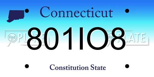 801IO8 Connecticut License Plate
