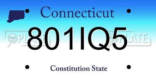 801IQ5 Connecticut License Plate