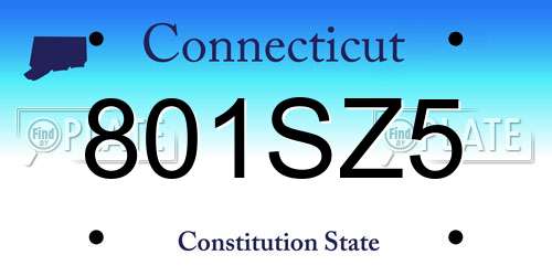 801SZ5 Connecticut License Plate