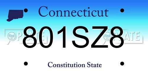 801SZ8 Connecticut License Plate