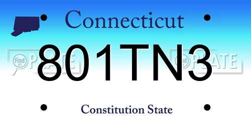 801TN3 Connecticut License Plate