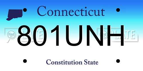 801UNH Connecticut License Plate