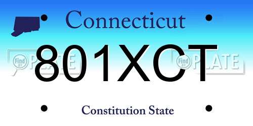 801XCT Connecticut License Plate