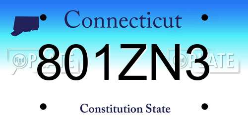 801ZN3 Connecticut License Plate