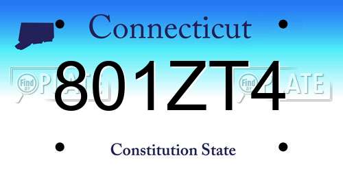 801ZT4 Connecticut License Plate