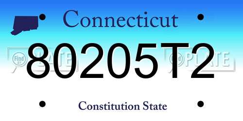 80205T2 Connecticut License Plate
