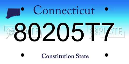 80205T7 Connecticut License Plate