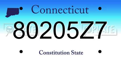 80205Z7 Connecticut License Plate