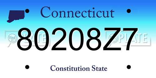 80208Z7 Connecticut License Plate