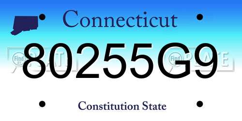 80255G9 Connecticut License Plate