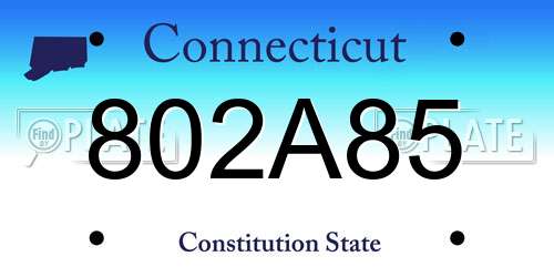 802A85 Connecticut License Plate