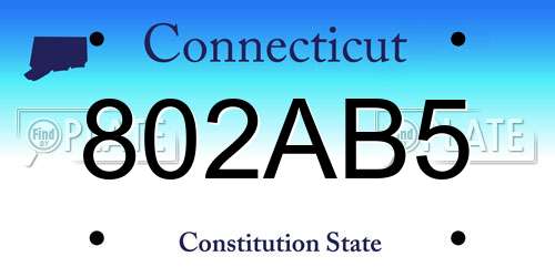 802AB5 Connecticut License Plate
