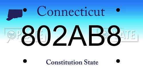 802AB8 Connecticut License Plate