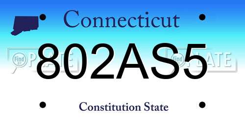 802AS5 Connecticut License Plate