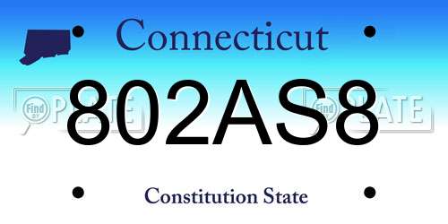 802AS8 Connecticut License Plate