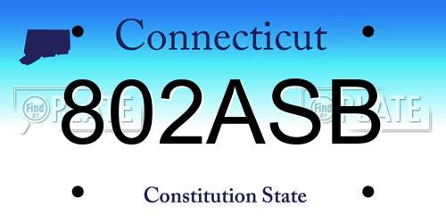 802ASB Connecticut License Plate
